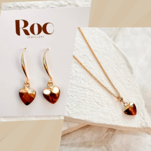 Tiger's Eye Heart Gift Set (Necklace & Earrings)